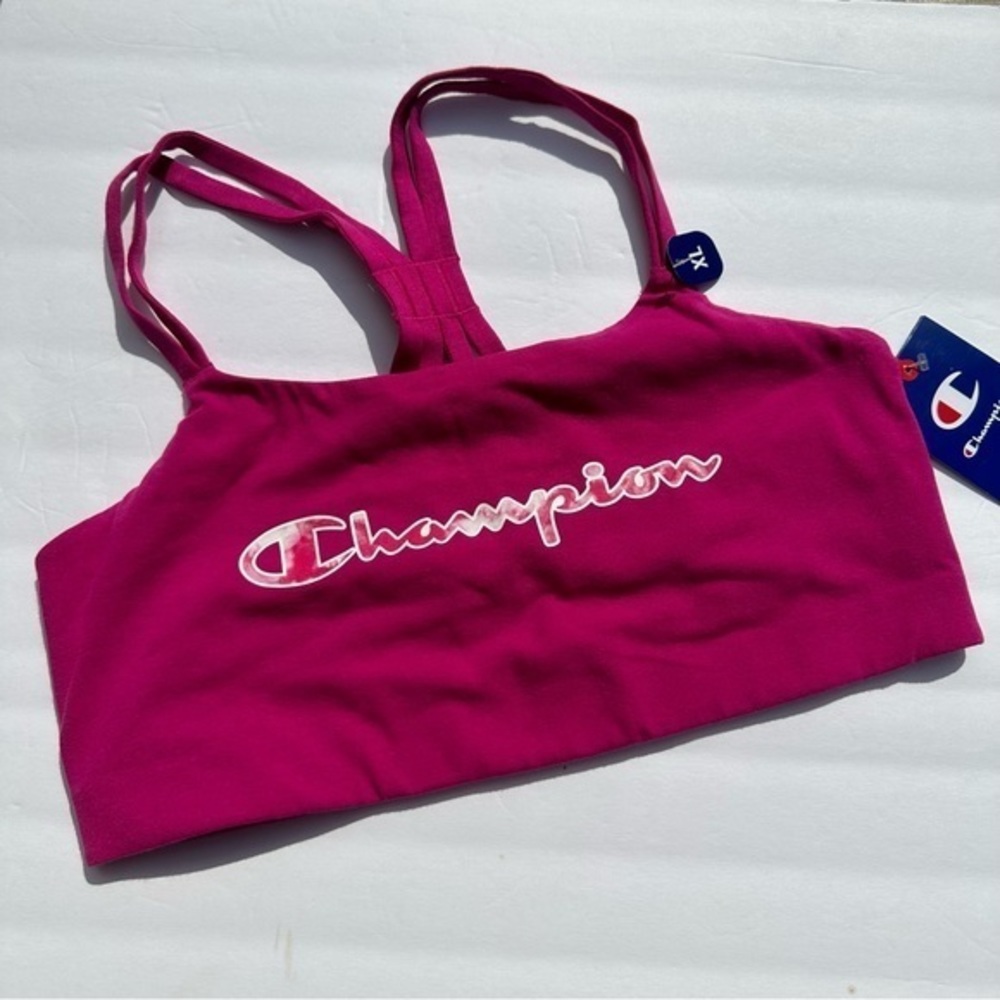 Champion Sports Bra The Authentic Strappy Women Crush Logo Inari Pink XL B3385G